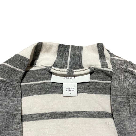Pure Jill Grey & White Striped Cardigan | Women's L - Picture 4 of 6